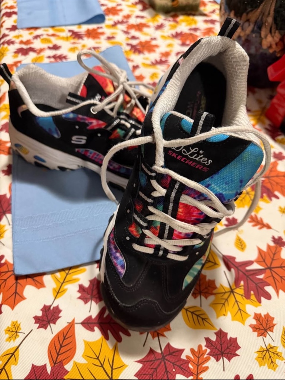 Skechers Black Athletic Sneakers with Multicolor Tie-Dye Accents - Picture 3 of 5